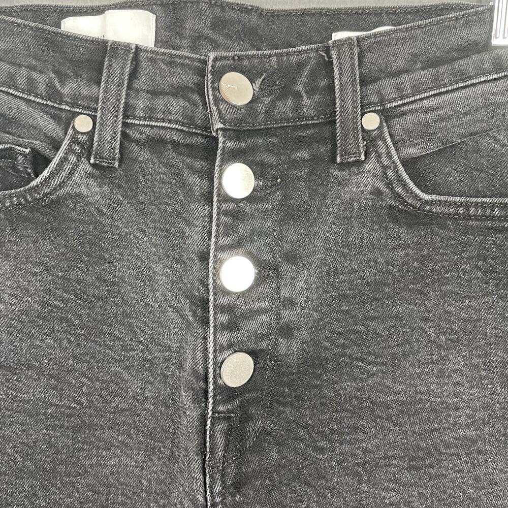 BLDWN Jeans Womens 27 Black Cropped Wide Leg Exposed Button High Rise USA - Picture 4 of 15